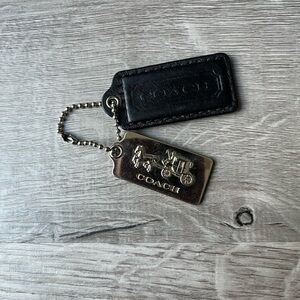 Coach Black and Silver Keychain Hang Tag